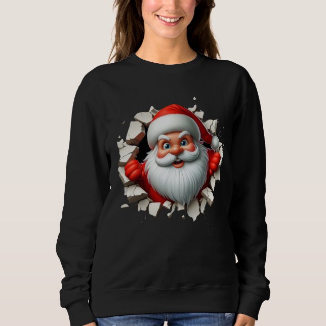 Funny 3D Santa Claus Christmas Holiday Design Sweatshirt (Vorderseite)