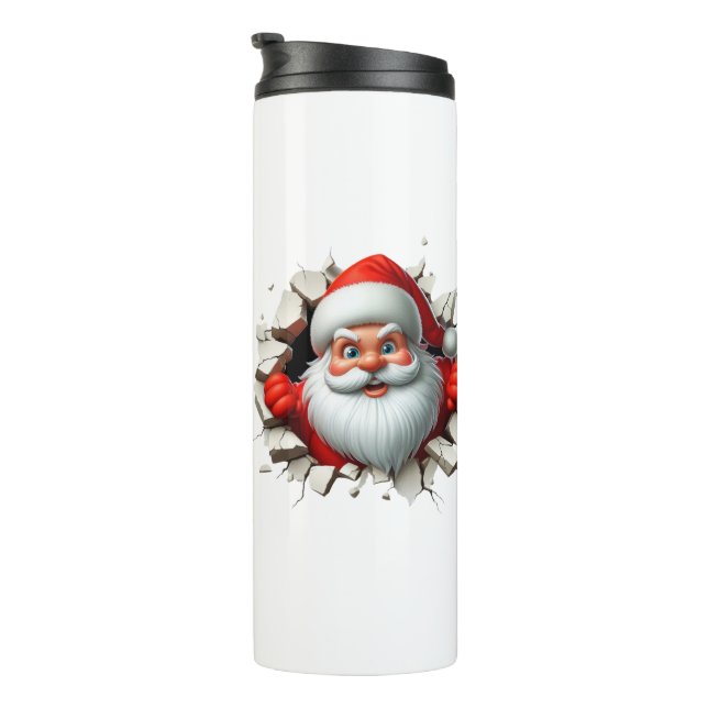 Funny 3D Santa Claus Christmas Holiday Design Thermosbecher (Nach rechts gedreht)