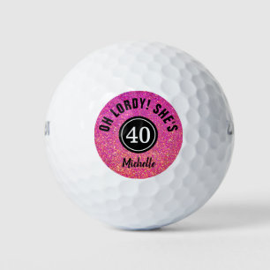 Funny 40. Geburtstag Pink Glitzer Personalisiert  Golfball