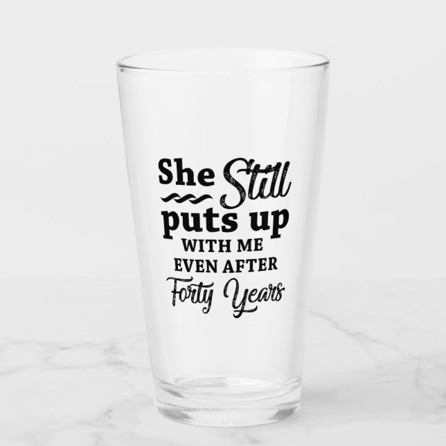Funny 40. Hochzeitstag Glas (Vorderseite)