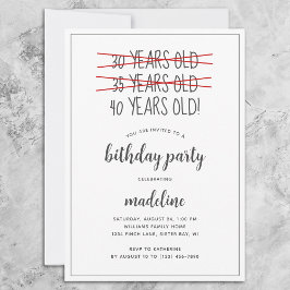 Funny 40 Year Old Birthday Party Einladung