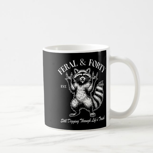Funny 40th Birthday Est 1986 Feral &amp; Forty Rac Kaffeetasse (Rechts)