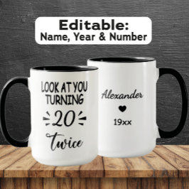 Funny 40th Birthday Mug – Custom Name & Birth Year Tasse