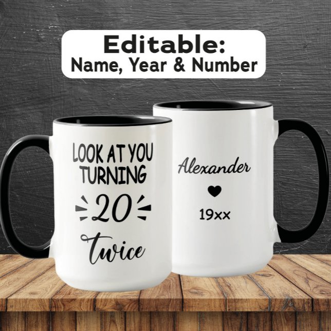Funny 40th Birthday Mug – Custom Name & Birth Year Tasse (Von Creator hochgeladen)
