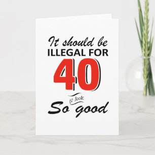 Funny 40th year old birthday designs karte