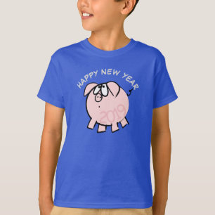 Funny 4 Cartoon Illustration Pig Jahr 2019 Kinder T-Shirt