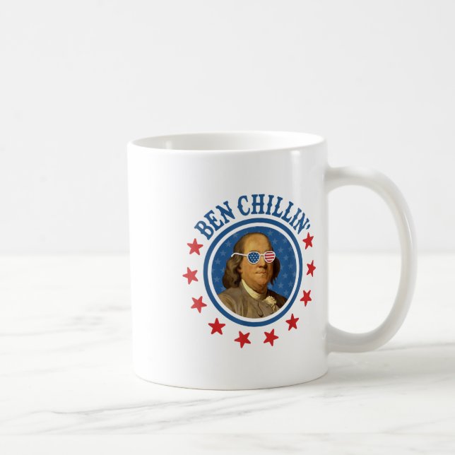 Funny 4. Juli _ Ben Chillin _ Ben Franklin Usa Kaffeetasse (Rechts)