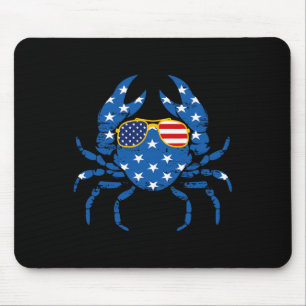Funny 4. Juli Crab Fisherman American Flag Vin Mousepad