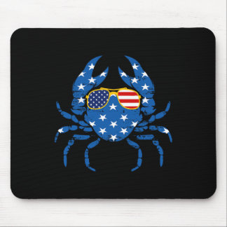 Funny 4. Juli Crab Fisherman American Flag Vin Mousepad