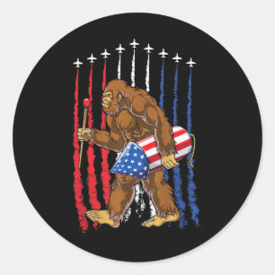 Funny 4 Juli Design Flag USA Runder Aufkleber