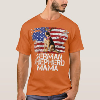 Funny 4. Juli German Shepherd MAMA AMERICAN FLAG T-Shirt