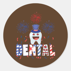Funny 4. july Tooth zahnärztlichen Patrioten Runder Aufkleber