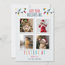 Funny 4 Photo Carte de Noël Festive AF personnalis