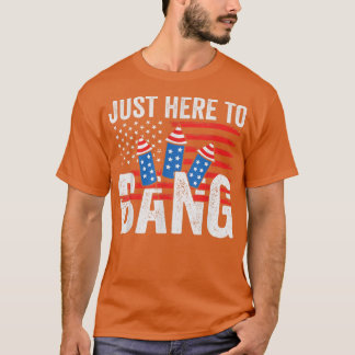 Funny 4th July Im Just Here To Bang American Flag T-Shirt