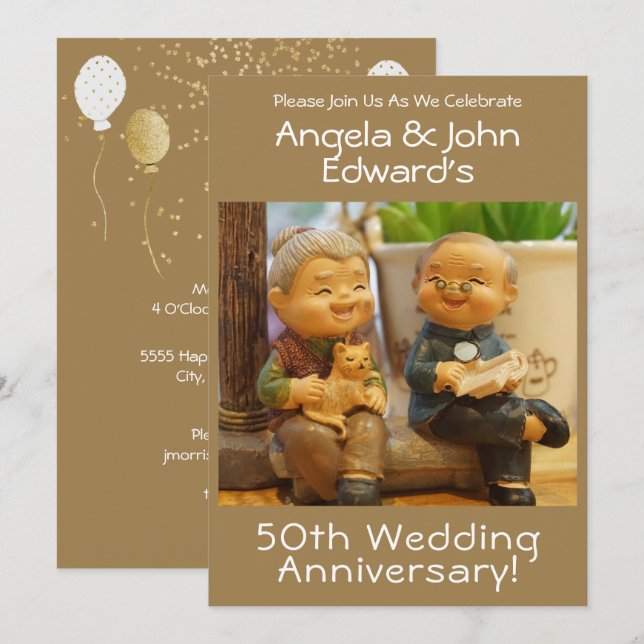 Funny 50. Hochzeitstag mit Paarnamen Einladung (Vorne/Hinten)