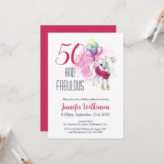 Funny 50 und fabulous Pink Einladung