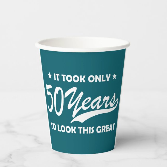 Funny 50th Birthday Retro Typography Pappbecher (Vorderseite)