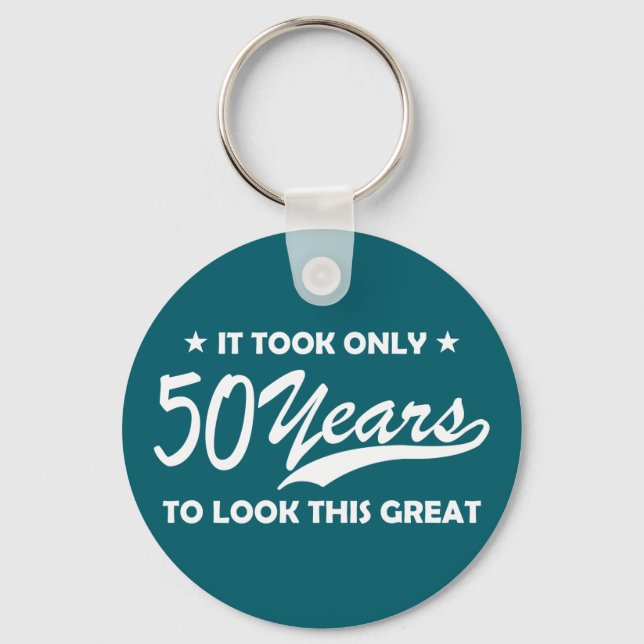 Funny 50th Birthday Retro Typography Schlüsselanhänger (Vorderseite)