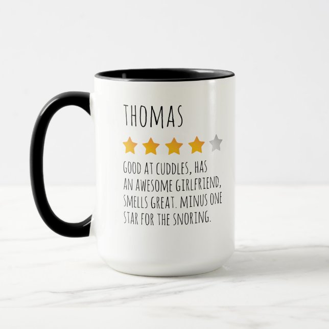 Funny 5 Star Review Individuelle Name Tasse für Hu (Links)