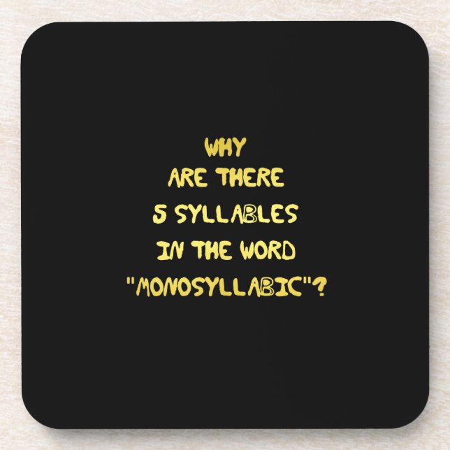 Funny 5 Syllable Spelling Joke Getränkeuntersetzer (Vorderseite)