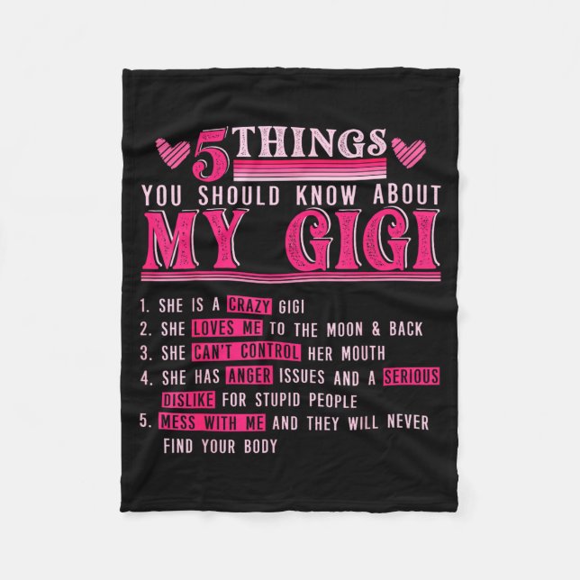 Funny 5 things should know about gigi mother's day fleecedecke (Vorderseite)