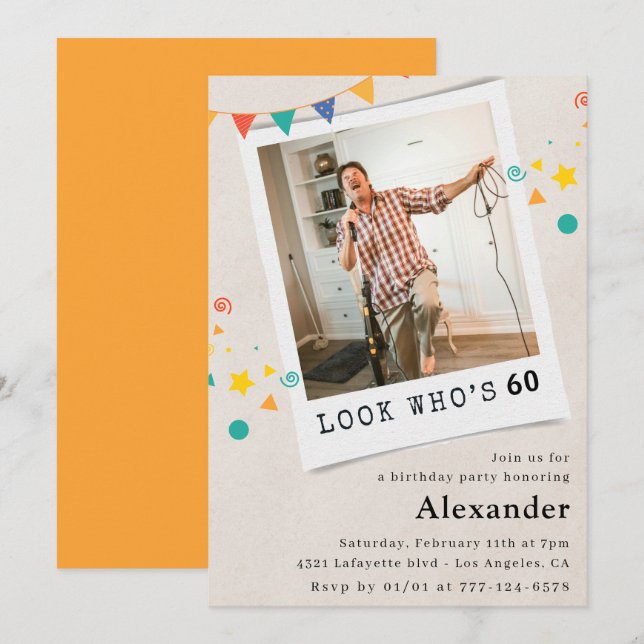 Funny 60. Geburtstag Einladungen Männer Spaß Foto (Vorne/Hinten)