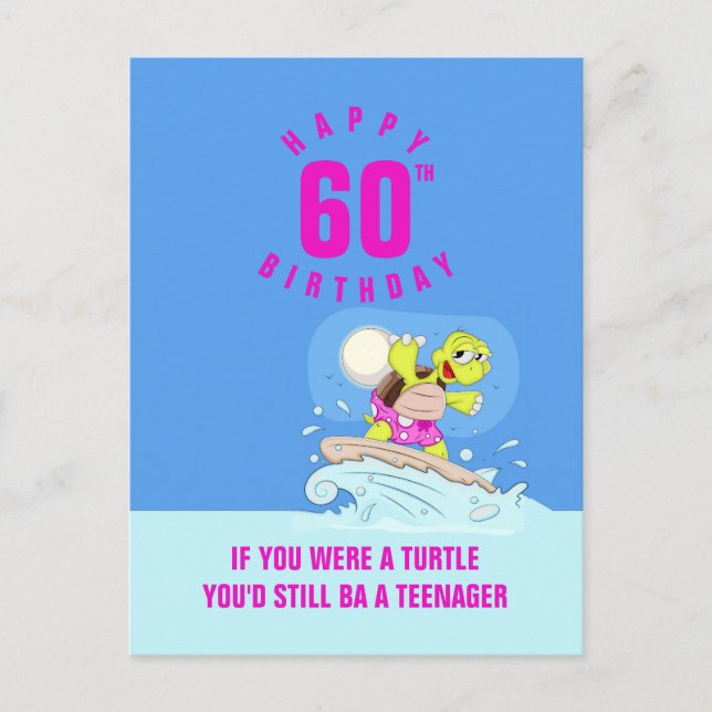 Funny 60. Geburtstag Zitat Schildkröte Karte (Vorderseite)