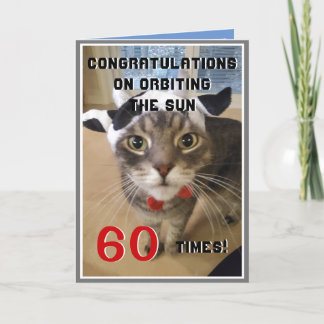 Funny 60 TH Birthday Cat Orbit Card Karte