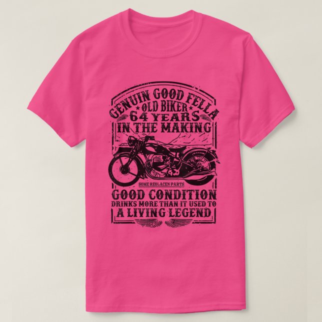 Funny 64 Years Old Biker Retro Style Classic Motor T-Shirt (Design vorne)