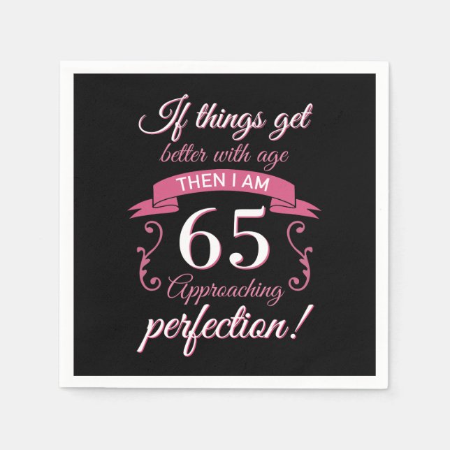 Funny 65. Geburtstag 'Perfection' Serviette (Vorderseite)