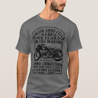 Funny 66 Jahre alt Biker Retro Stil Klassik Motor T-Shirt