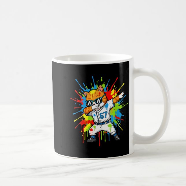 Funny 67 Baseball Dabbing Cat 6 7 Dripng Ice Cream Kaffeetasse (Rechts)