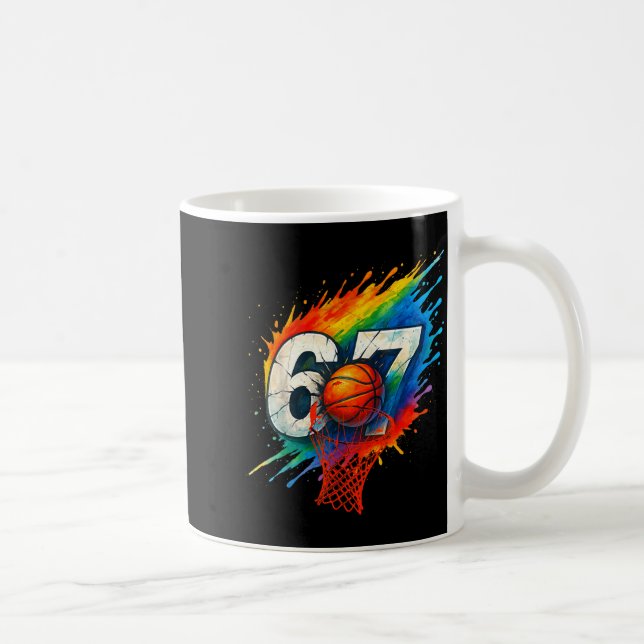 Funny 67 Basketball Six Seven 6 7 Meme 67  Kaffeetasse (Rechts)