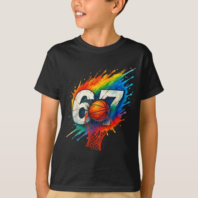 Funny 67 Basketball Six Seven 6 7 Meme 67  T-Shirt (Vorderseite)
