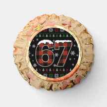 Funny “67” Christmas Meme – Red & Green Plaid 