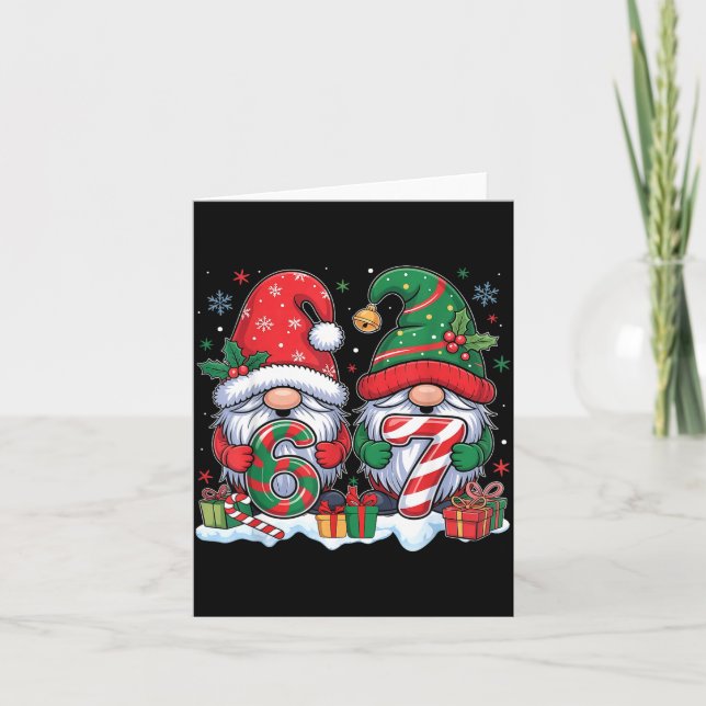 Funny 67 Christmas Pajamas Six Seven Meme 67 Gnome Karte (Vorderseite)