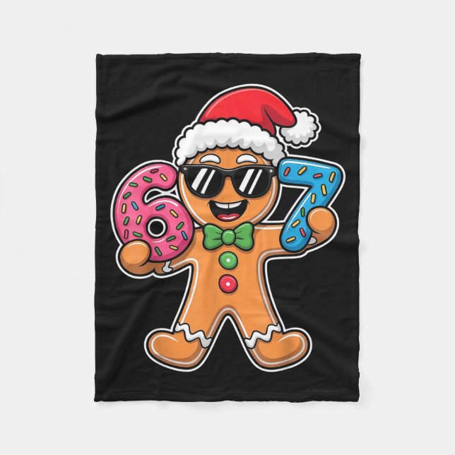 Funny 67 Christmas Six Seven Meme Xmas Gingerbread Fleecedecke (Vorderseite)