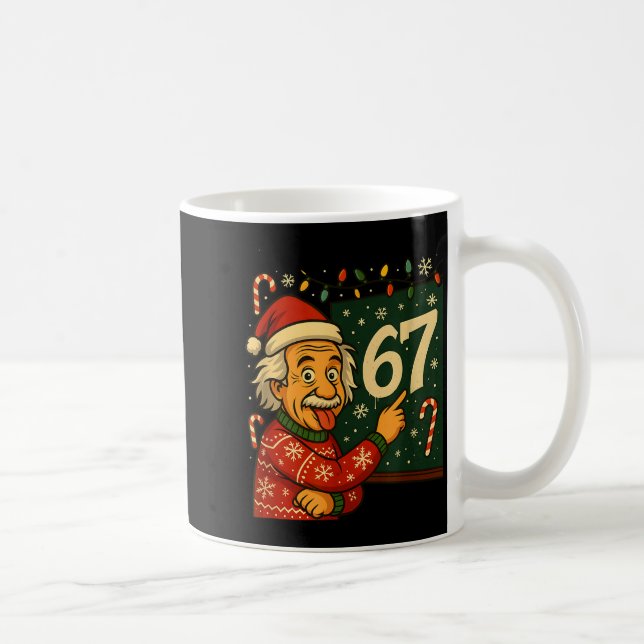 Funny 67 Christmas Sweater Design With Snowflakes  Kaffeetasse (Rechts)