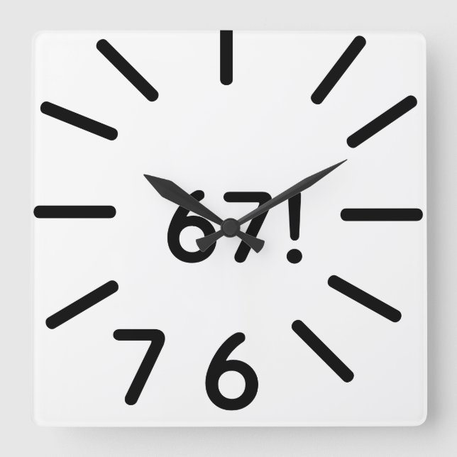 funny 67 clock quadratische wanduhr (Vorderseite)
