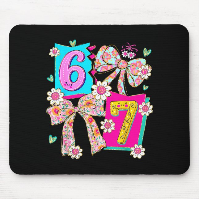 Funny 67 Coquette Bow Design For Girly Aesthetic L Mousepad (Vorne)