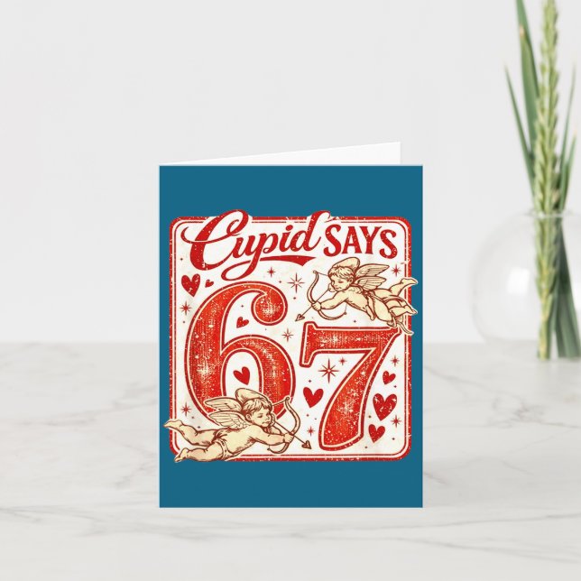 Funny 67 Cud Says 67 Valentine Couple Matching Six Karte (Vorderseite)