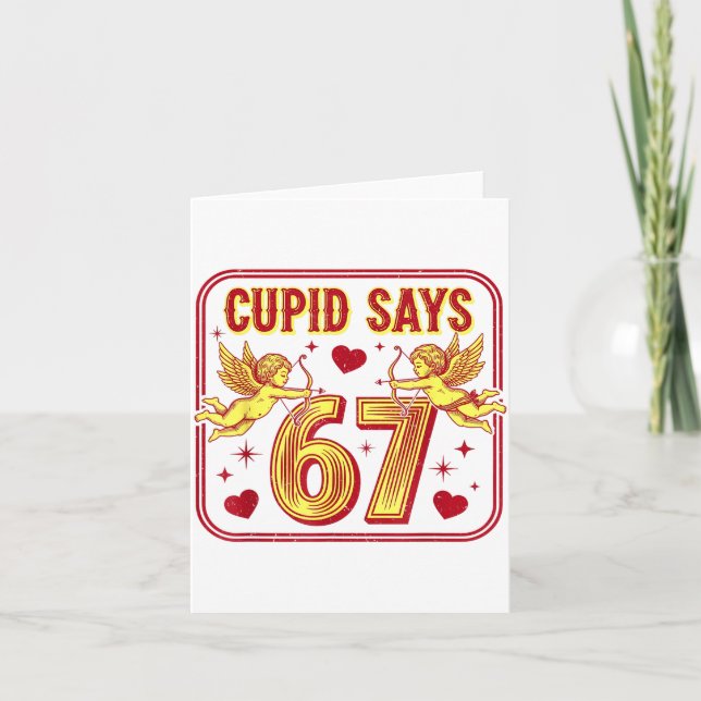 Funny 67 Cud Says 67 Valentine Couple Matching Six Karte (Vorderseite)