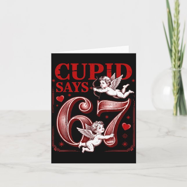 Funny 67 Cud Says 67 Valentine Couple Matching Six Karte (Vorderseite)