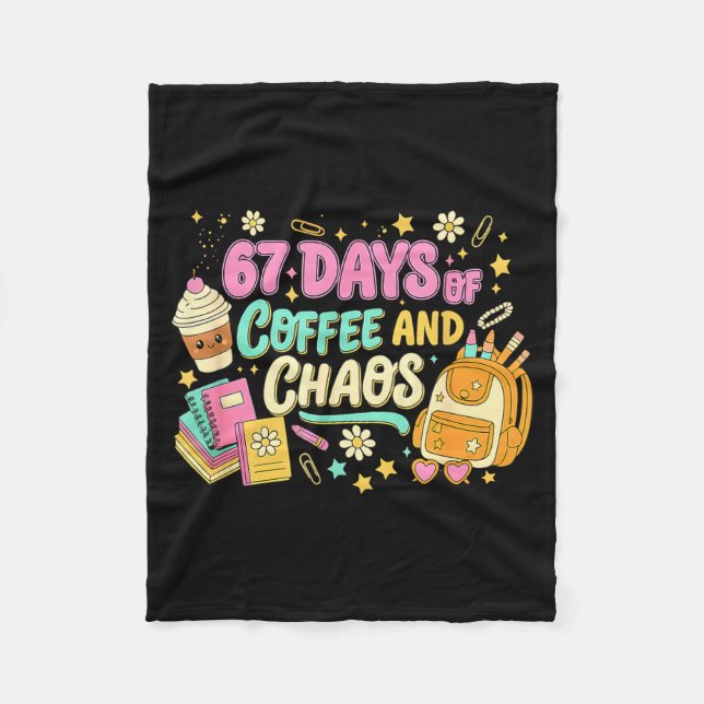 Funny 67 Days Of Coffee Retro Teacher Humor  Fleecedecke (Vorderseite)
