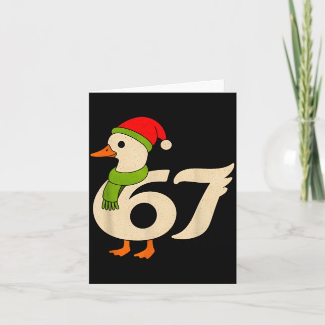 Funny 67 Goose Christmas 6 7 Meme Duck Santa Hat F Karte (Vorderseite)
