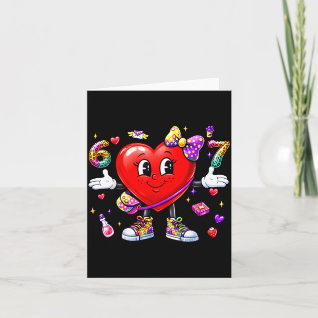 Funny 67 Heart Valentines Day Six Seven Meme 6 7 W Karte (Vorderseite)