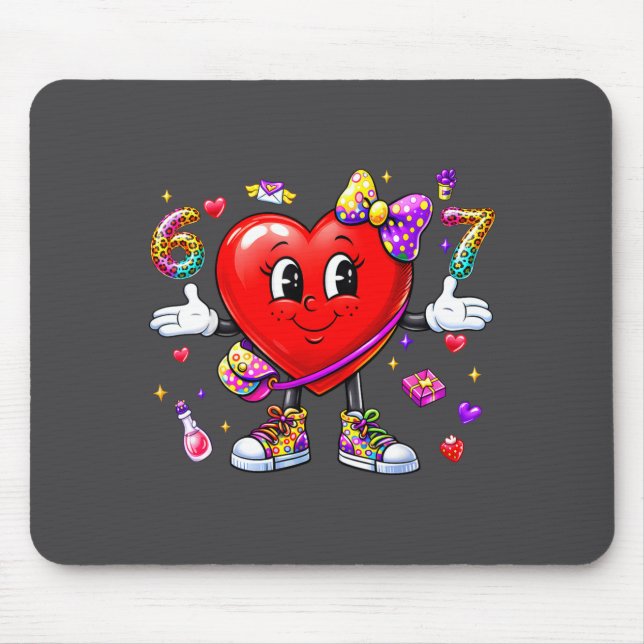 Funny 67 Heart Valentines Day Six Seven Meme 6 7 W Mousepad (Vorne)