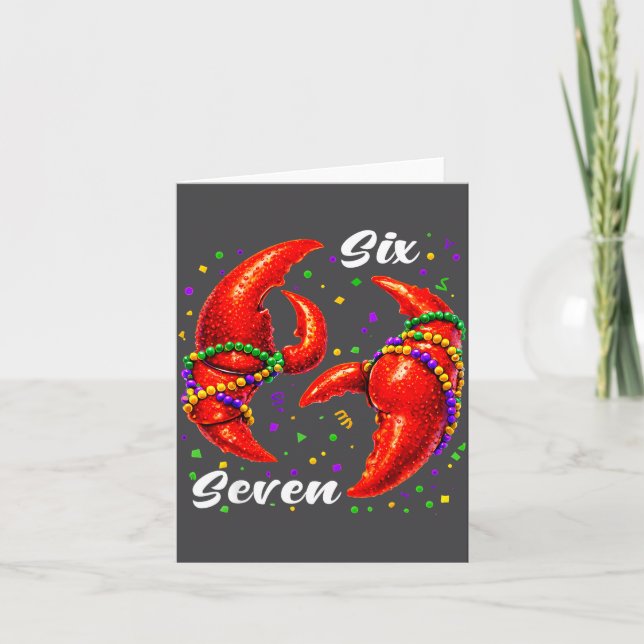 Funny 67 Mardi Gras Crawfish Meme 6 7 Beads Six Se Karte (Vorderseite)