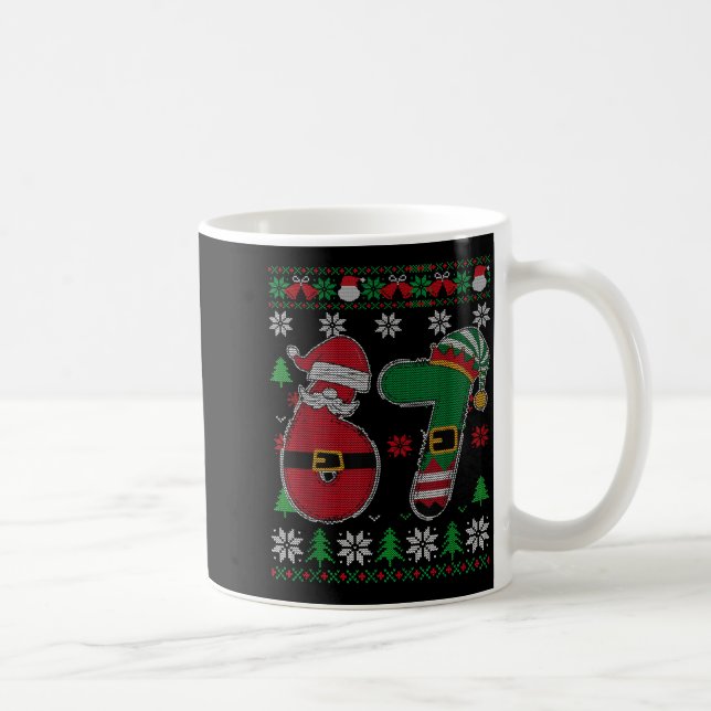 Funny 67 Meme 6 7 Ugly Sweater For Christmas Boys  Kaffeetasse (Rechts)