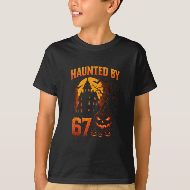 Funny 67 Meme Halloween Haunted Spooky Six Seven P T-Shirt (Vorderseite)